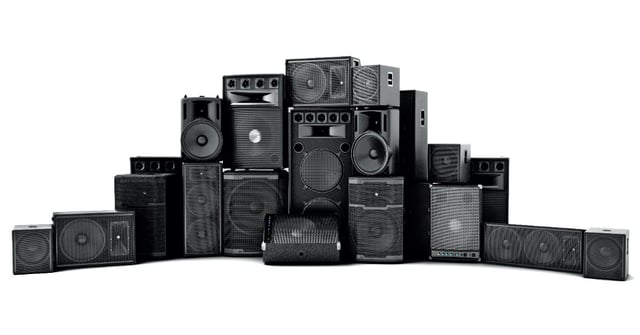 stacked loudspeakers and amps