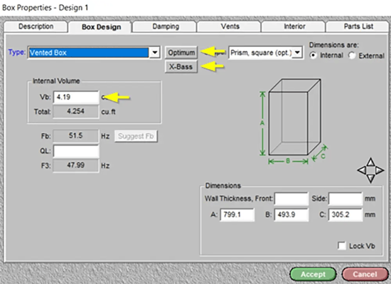 special settings for dimension